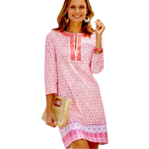 Cabana Life Tunic Dress V-neck Sleeveless Peach White Geo Women’s Plus Size 1X - Picture 14 of 14